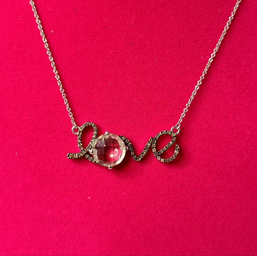 "Love" Diamond Sterling Silver Necklace